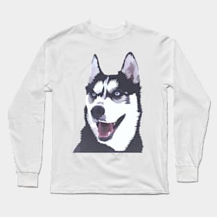 Siberian Husky Low Poly Digital Art Long Sleeve T-Shirt